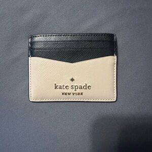 Kate Spade Two-Tone Card Holder in Black and Cream